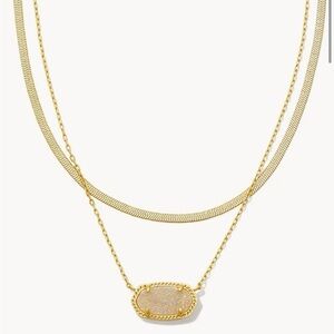 Kendra Scott Elisa Herringbone Multi Necklace Iridescent Drusy NWT